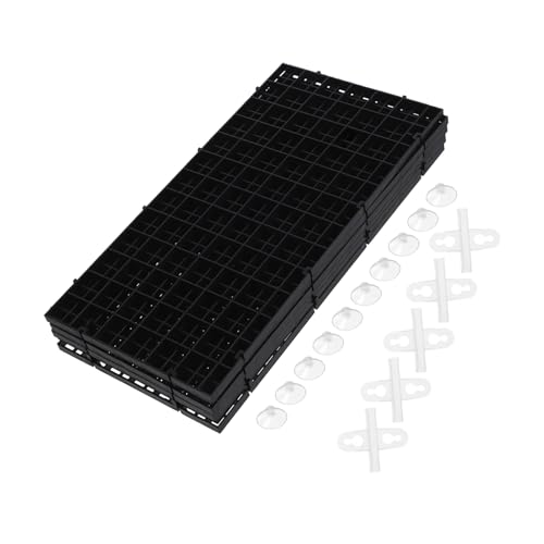 iplusmile 1 セット 水槽間仕切りセット 魚用水族館ライト 大型水槽セパレーター 水槽の分離 透明 メッシュ水槽ディバイダー 水槽トレイ 水槽グリッド 水槽底トレー プラスチック Black