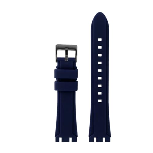Bracelet en silicone pour Swatch Irony Chrono YVS420 YVS454 étanche avec boucle concave noir