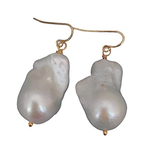 FQHIDMOMX Nucleated Baroque Pearl Dangle Hook Earrings – vue 6