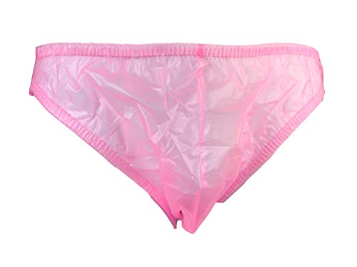 Haian G-String For Mens PVC Underwear (Medium, Transparent Pink)