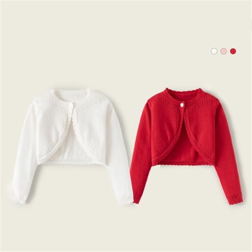 Cotton Knit Cardigan for Girls Cute Ruffle Long Sleeve Hollow Jacket Princess Dress Shawl Toddler Baby Birthday Outfits3
