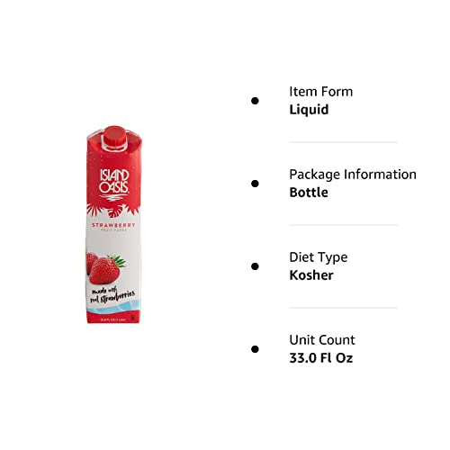 Island Oasis SB3X Premium Strawberry Drink Mix Bottle, 1 L