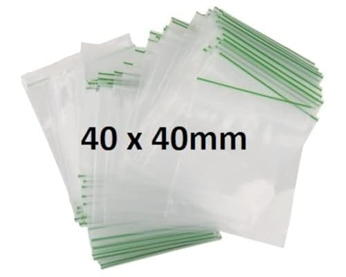 100X 40 x 40mm Heavy Duty Small Tiny Poly Plastic Sealy Grip Zip Lock Zipper Seal Gummy Bags Baggies BAGGYS (CPUK Exclusive)