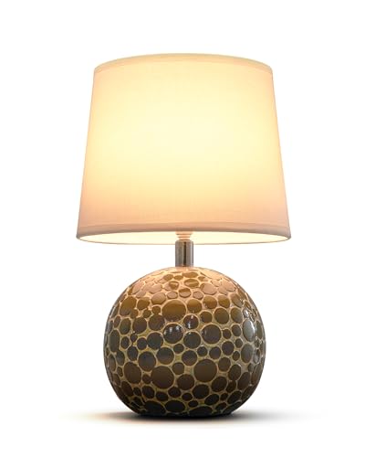 Cordless Rechargeable Ceramic Table Lamp – Battery Operated Light with Remote, RGB Color, Timer, Rotating Shade – 11.4