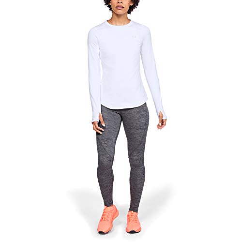 Under Armour Women's ColdGear Armour Fitted Long Sleeve Shirt,White (100)/Metallic Silver, Small