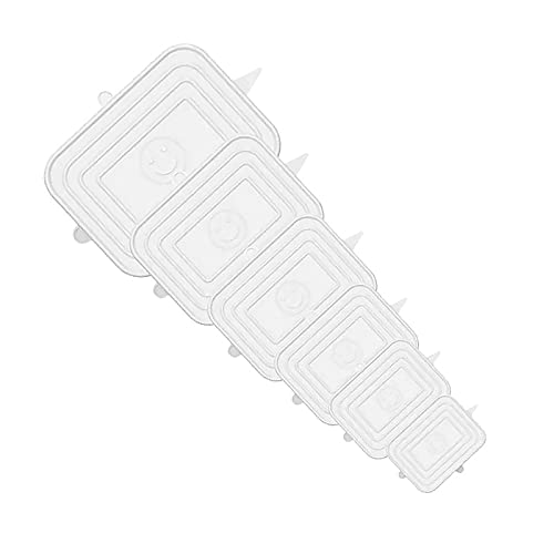 FineDecor Collapsible Microwave Safe Silicone Leak-Proof Square Stretch Lids (6 Pcs) Fit Various Sizes Reusable Flexible Covers for Storage - FD 3399
