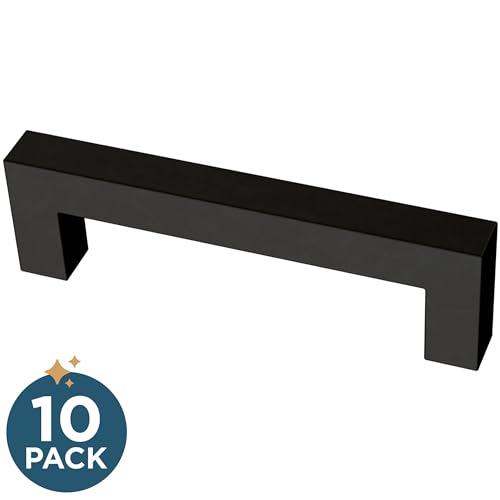 Franklin Brass (10-Pack) – Matte Black Cabinet Handles, 3-3/4 Inch Hole Center, Modern Pulls for Drawers, Kitchen Cabinet Door, Dressers | Simple Modern Square by Franklin Brass - Image 2
