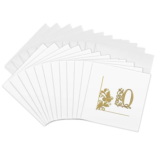 Cartes de vœux monogramme 3dRose collection florale jaune haut de gamme