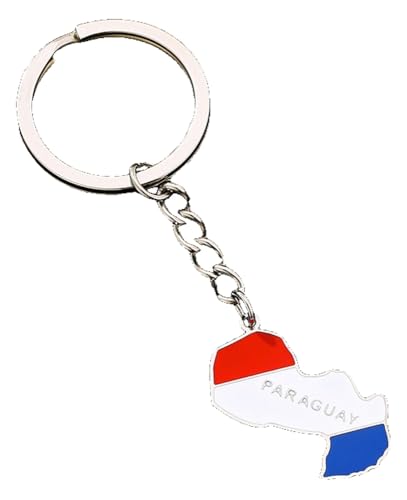 KREATIONS Porte-clés avec drapeau du Paraguay : design unique, utilisation polyvalente, Porte-clés Paraguay en acier, S