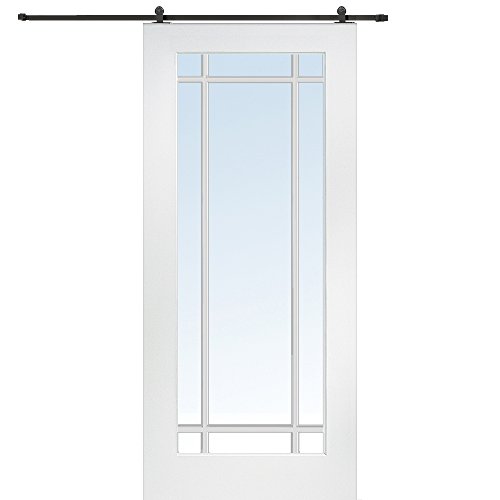 National Door Company ZZ09564 Primed MDF 9 Lite True Divided Clear Glass 36" x 80", Barn Door Unit -  MASONITE WOOD DOORS, Z009564