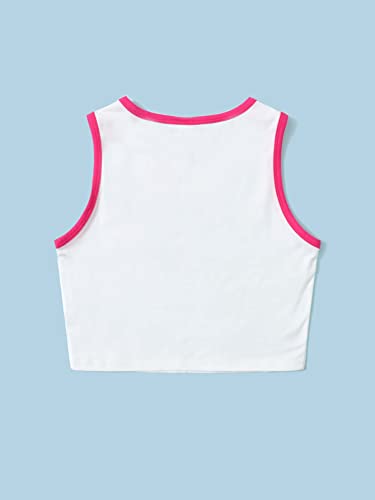 Image of SHENHE Girl's Letter Print Cropped Tank Top Sleeveless Contrast Binding Crop Tops