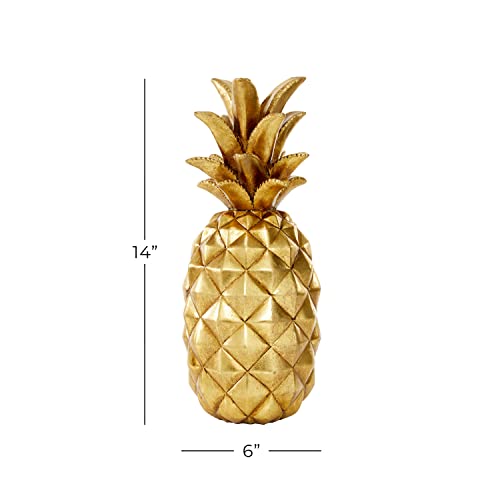 Escultura Decorativa Piña de Polystone con Acabado Dorado 14x6x6 in miniatura 3