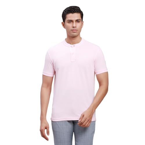 Image of Parx Men's Cotton Polyester Blend Solid Pattern Regular Fit Henley Collar Henley Neck Half Sleeve Casual T-Shirt