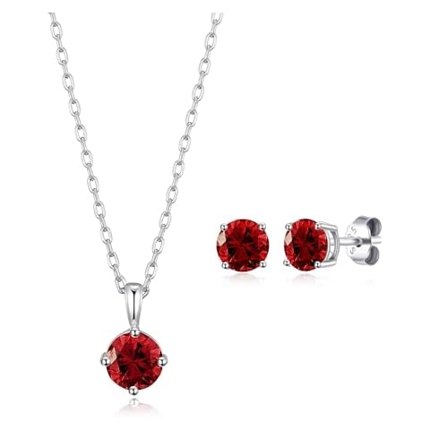 Philip Jones Sterling Silver Garnet Necklace and Earrings Set Cover