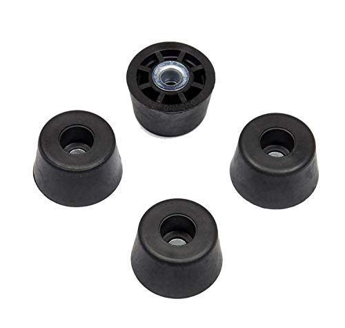 4 Small Extra Tall Round Rubber Feet w/Metal Insert – .437" H X .750" W - Non Marking - Perfect for Cutting Boards, Electronics, Woodworking, Crafts - Made in USA