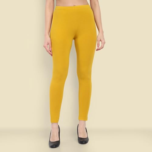 Image of ONE SKY Women Full Length Leggings | Cotton Modal Spandex Blend | High Waist Stretchable & Bio-Washed Fabric | Colour-Lock Technology | Comfortable Leggings for Women