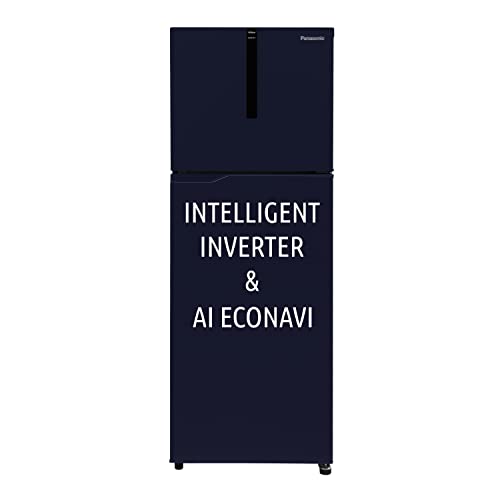 Image of Panasonic 260 L Double Door 3 Star AI Enabled Inverter Technology Frost Free Refrigerator (NR-TH272CPAN, Ocean Blue, Jumbo Fresh Vegetable Basket, Net Capacity 237L)