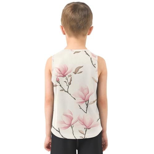 susiyo Small Pink Magnolia Flowers Boys Sleeveless Tank Top Girls Athletic T Shirt3