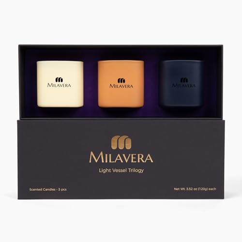 MILAVERA Luxury Candle Set - 3 Scented Candles in Beautiful