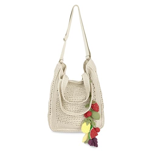 Image of The Sak Lanie Market Tote Purse - Hand Crochet Women's Handbag for Everyday & Travel - Large Tote With Shoulder Bag Straps