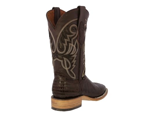 Texas Legacy Mens Brown Cowboy Boots Teju Lizard Print Leather Square Toe3