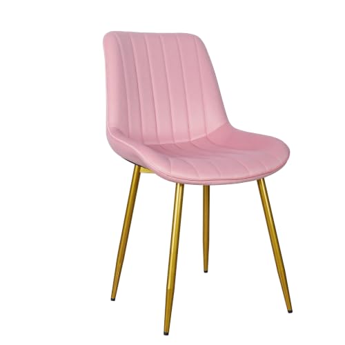 VECELO Dining Chairs Set of 4 Velvet Fabric & Metal Frame Mordern Style for Kitchen Living Room Offcie Pink