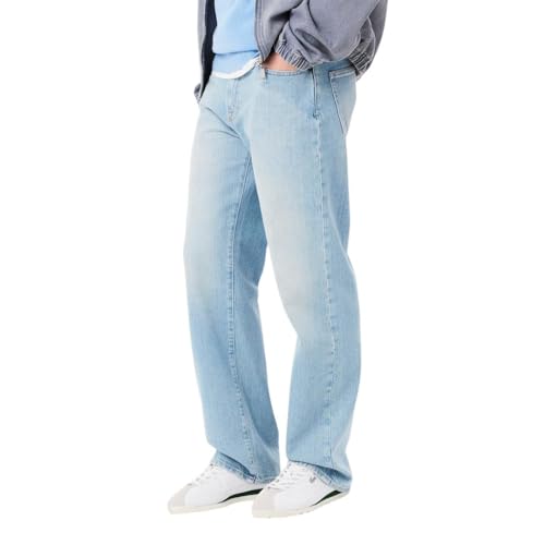 Lacoste Men's 5 Pocket Straight Cut Indigo Jeans, Washed Bleach, 34/342