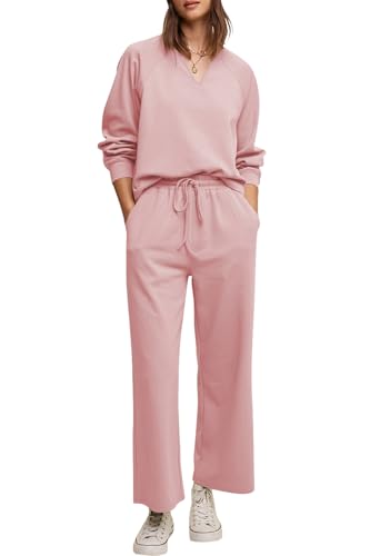 Cakulo Womens Sweatsuits 2 Piece Lounge Sets Fall Outfits Wide Leg Jogger Sweat Pants 2025 Loungewear Set Track Suits