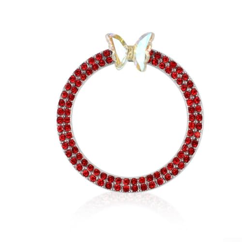 For Car Ignition Button Decoration Ring with For Crystal Style and One Click Start Accessory Features Zinc Alloy Construction and Rhinestone Accents (Red)