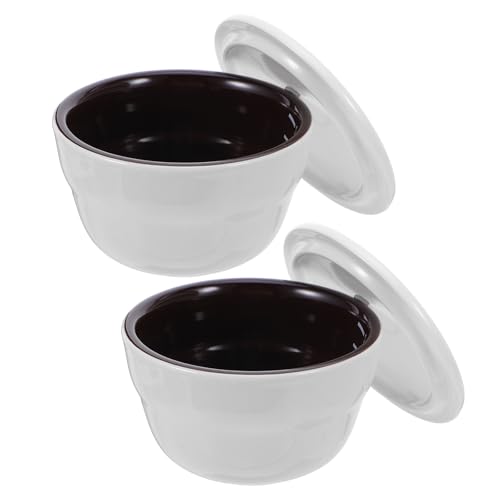 JECOMPRIS 1 set di tazze da brodo in ceramica, ciotola per gelato in porcellana, piccola ciotola impilabile con coperchio per dessert, zuppa, peperoncino, salsa, caffè, misurazione delle tazze
