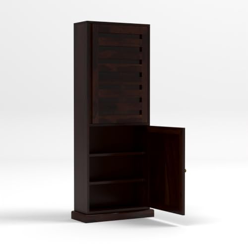Image of Sheesham Wood Study Table with Bookshelf & Storage Cabinet | Space Saving Writing Desk for Home Office & Study Room (Walnut Finish)