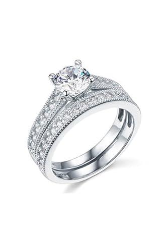 Radiant Collections2.20 CT Round Cut Created White Diamond Prong Set Solitaire Wedding Engagement Bridal Ring In 14K White Gold Plated 925 Sterling Silver Gift for Womens Ring Size-8