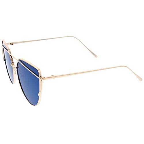 zeroUV Oversize Metal Frame Thin Temple Color Mirror Flat Lens Aviator Sunglasses 62mm3