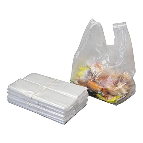 Afromy Clear Plastic T-shirt Bags, Handled Carryout Shopping Bags, 480 Counts Cover