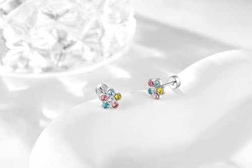 Titanium Earrings,Hypoallergenic Titanium Implant Grade Earrings for Sensitive Ears, Helix Flat Back Stud Earrings for Girls Women2