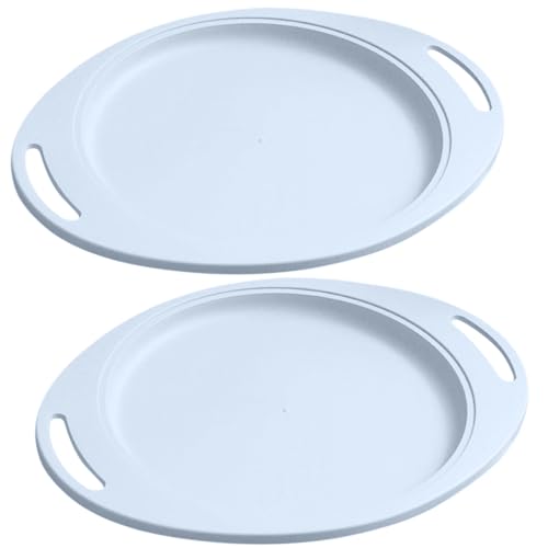 Image of Unbreakable Deep Dinner Plates, Microwavable & Dishwasher Safe for Kitchen, Wheat Straw Bpa Free Plates for Camping, Reusable Dinner Plate Set, Large Kitchen Dishes (34cm, Blue, Set of 2)