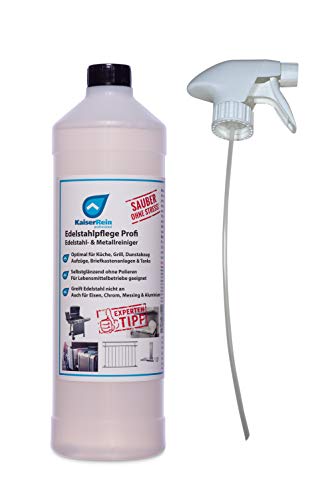 KaiserRein Profi Edelstahl-pflege 1 L Edelstahlreiniger Metallreiniger Spray für die Pflege/Reinigung von Tanks, Flächen und Geräten aus Eisen, Chrom,