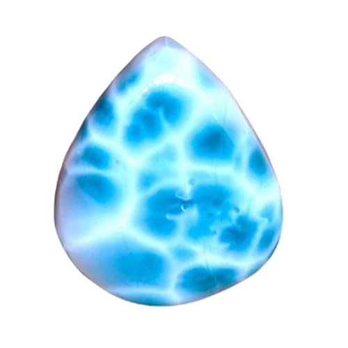 Pierre gemme larimar naturel haut de gamme en cabochon poire de 22x19mm pour haute joaillerie