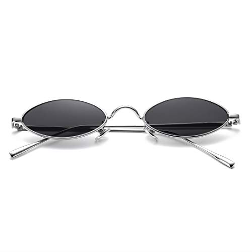 Image of COASION Vintage Small Oval Aesthetic Sunglasses Retro for Women Men Hippie Cool Metal Frame Sun Glasses