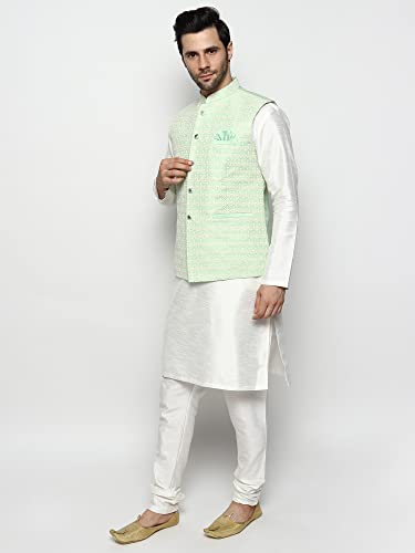 Image of Uri and MacKenzie Men's Silk Blend Kurta Pajama with Designer Ethnic Nehru Jacket /Modi Jacket