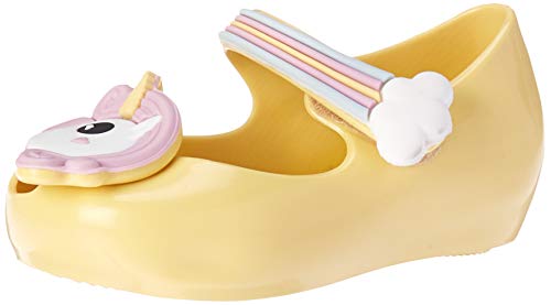 mini melissa Baby-Girl's Mini Ultragirl Unicorn Mary Jane Flat, Yellow, 5 Regular US Toddler