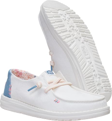 Image of HEYDUDE Women's Wendy Floral Boho Slip On Loafer | Lightweight Easy On Canvas Shoe with Elastic Laces Flexible Outsole