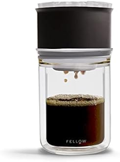 Fellow Stagg Pour-Over Dripper & Double Wall Glass Kit 10 oz [X], Stainless Steel Vacuum Insulated, Non-Clogging, Fast Drip, Includes 15 Coffee Filter Papers