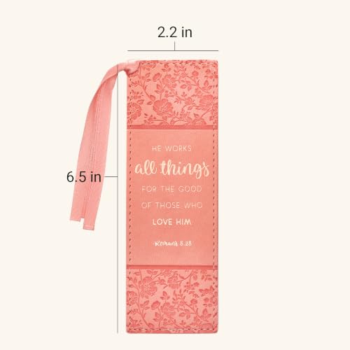 Image of Christian Art Gifts Faux Leather Bookmark for Women: He Works All Things