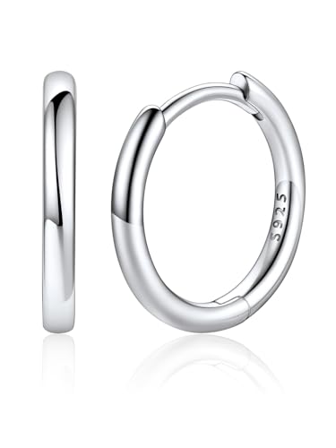 Image of Silvora 14K Gold Plated Huggie Hoop Earrings for Women, Small Sterling Silver Hoops, Hypoallergenic Cartilage Earrings for Sensitive Ears 8 /10 /12 /14 /16 /18 /20MM
