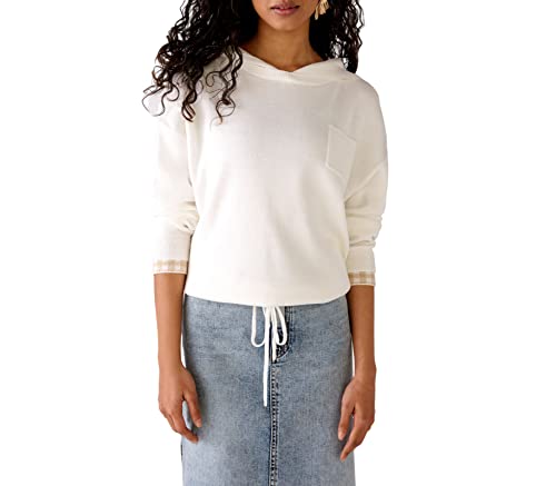 Oui Sudadera con capucha para mujer con detalles a cuadros, corte...