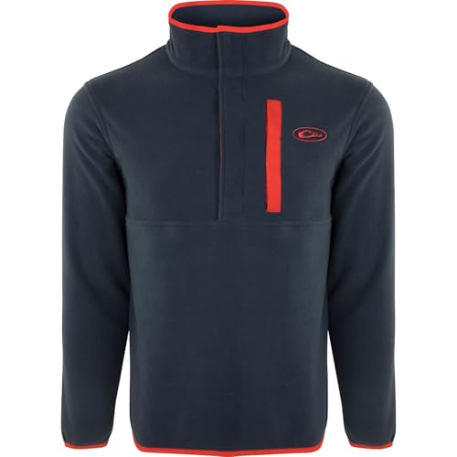 Image of Drake Waterfowl Men's Camp 2.0 Fleece Pullover | Hunting Anti-Pill Moisture Wicking 1 /4 Neck Snap Sweater with Chest Pocket