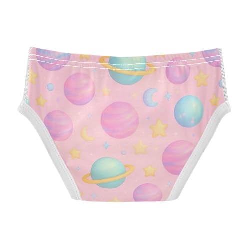 CHIFIGNO Briefs for Boys Pastel Planets Stars Pink Cotton Boys' Underwear Breathable Soft Underwear Briefs2