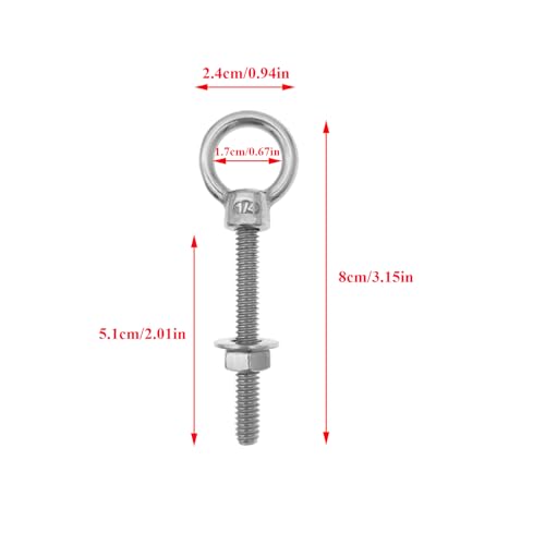 Image of Threaded Eyebolts 304 Stainless Steel Shoulder Eye Bolt Heavy Duty Anti-Corrosion and Anti-Rust Lifting Ring Eyebolts with Nuts and Washers 10pcs 1 /4 inch x 2 inch