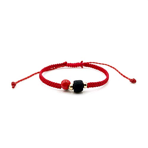 Red String Protection Bracelet for the New Family Member Against Evil Eye Genuine Jet Stone Azabache Para el Mal de Ojo